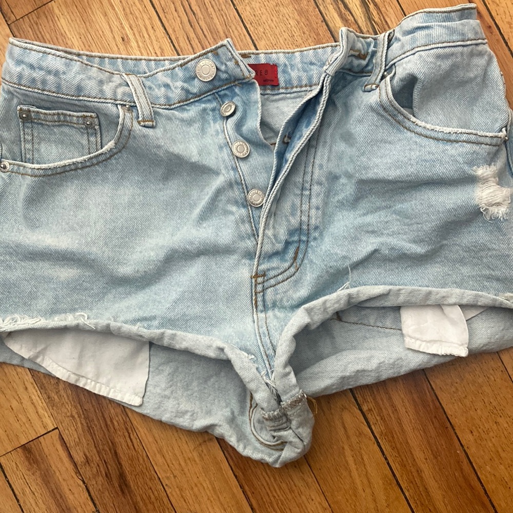 Light wash denim shorts